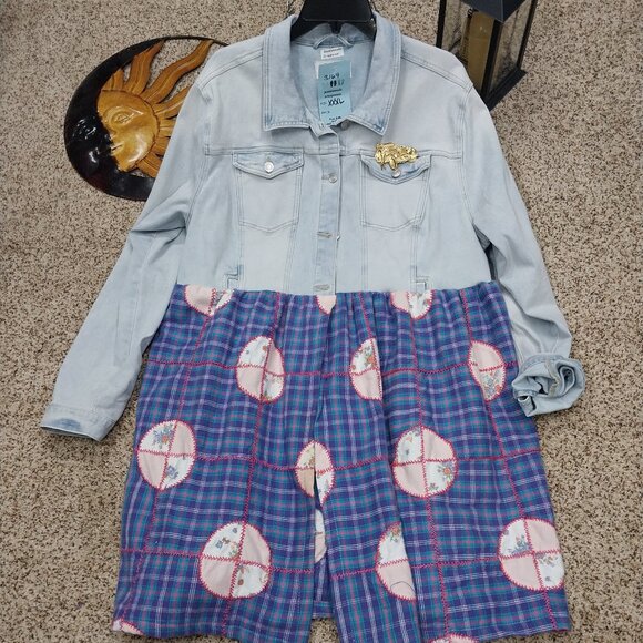 3169 Size XXXL Time & Tru Upcycled Jean Tunic Jacket - Picture 2 of 7
